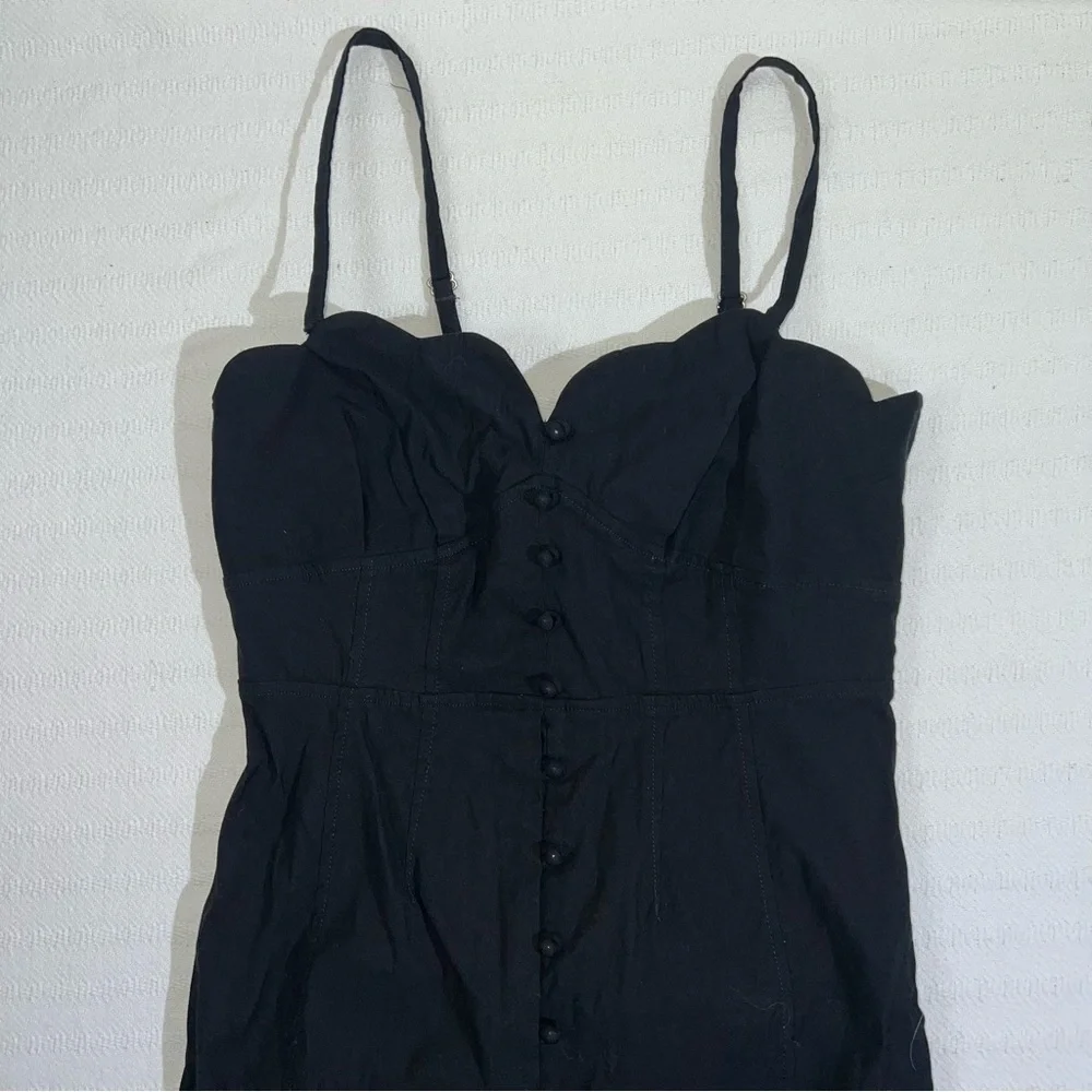 Anthropologie Womens Midi Dress Size 6 Black Preppy Party Celebration Front Slit - Picture 5 of 14